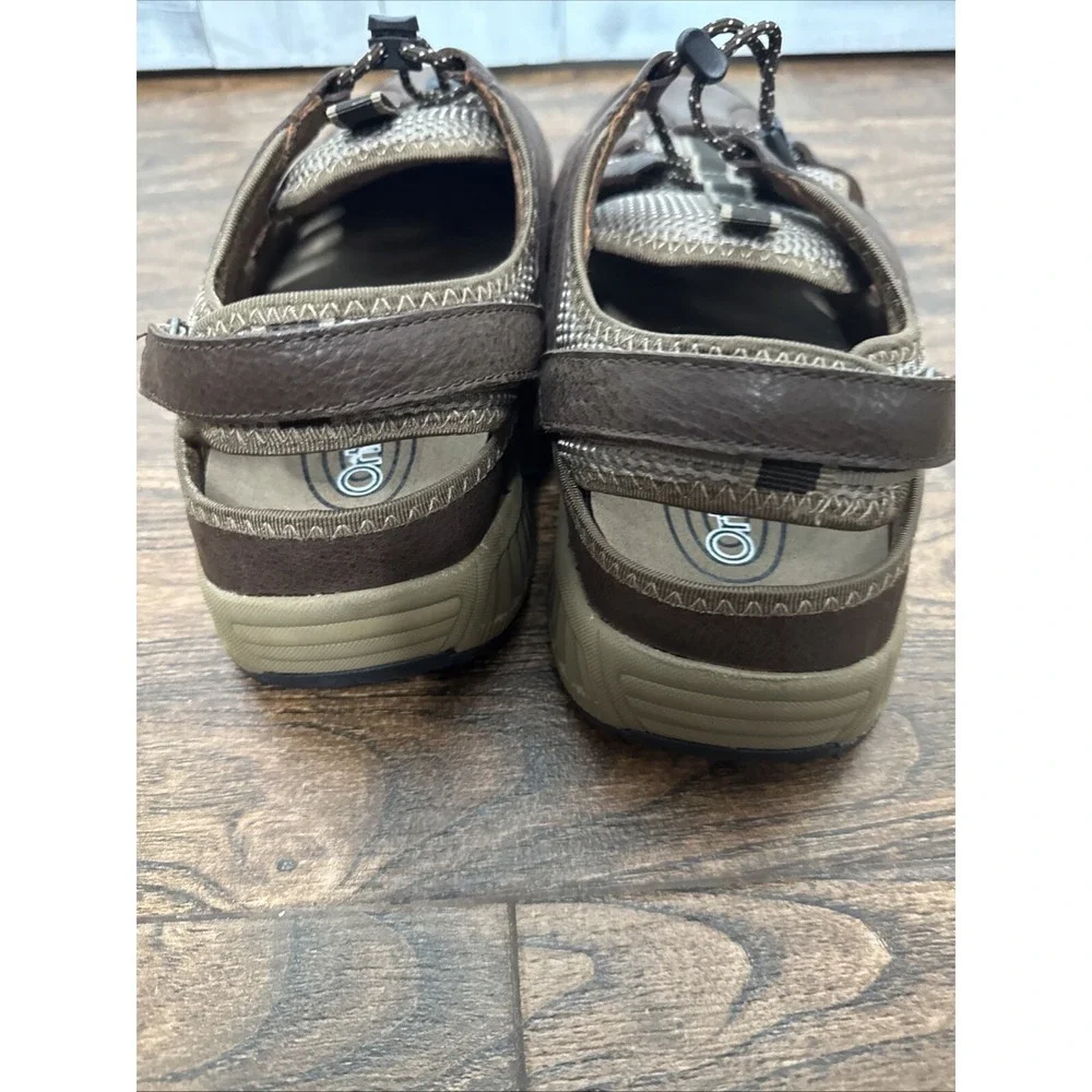 OrthoFeet 593 Alpine Mens Size 13 4E XWide Brown Leather Sandals Shoes Fisherman